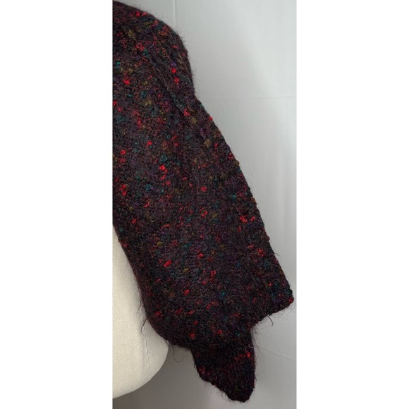 OBR women's dark maroon sweater cardigan mohair blend knit v-neck multicolor M - Picture 7 of 9
